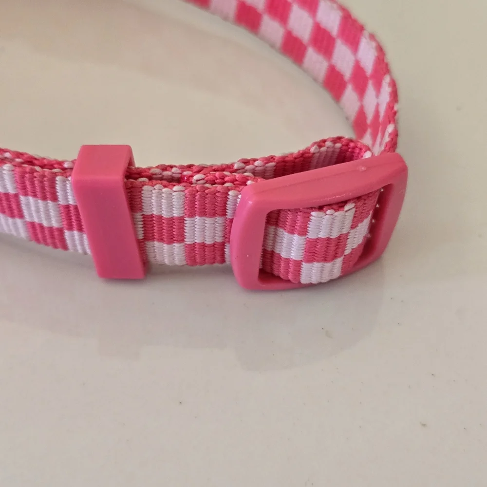 Pink Checkered Dog Collar